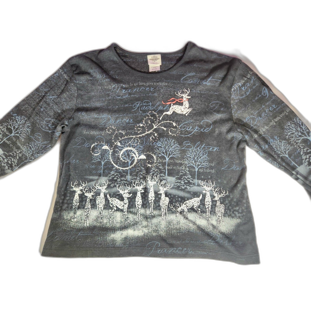 Studio Collection Christmas Reindeer Tee XXXL Winter Holiday Party
